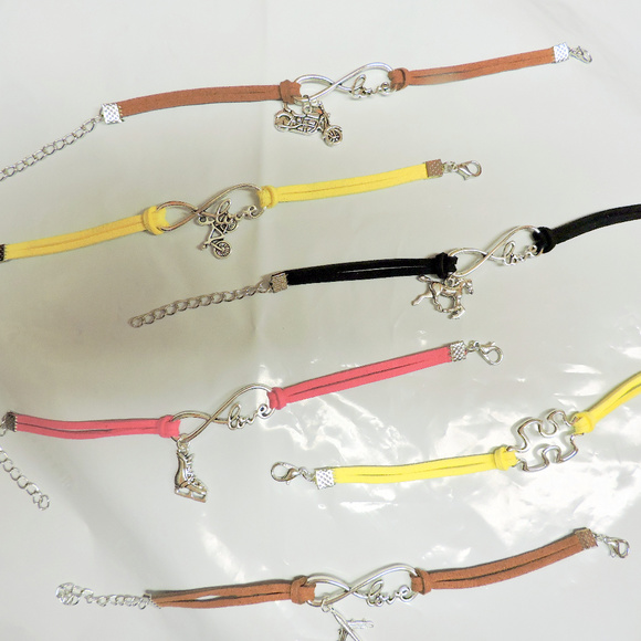 cord bracelet w/charm Jewelry - BRACELETS - Your choice  INFINITY  LOVE plus charm